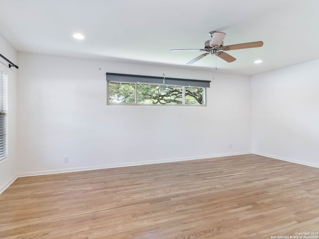 602 Northridge, San Antonio, TX 78209 - empty room with light wood finished floors, recessed lighting, a ceiling fan, and baseboards