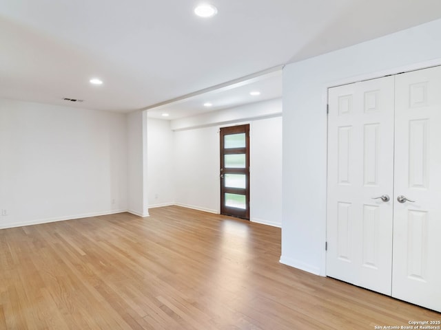 602 Northridge, San Antonio, TX 78209 - basement featuring recessed lighting, light wood finished floors, and baseboards