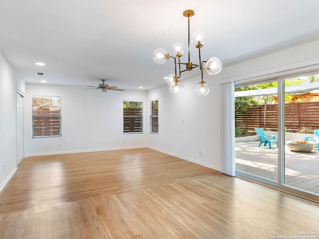 602 Northridge, San Antonio, TX 78209 - unfurnished room with healthy amount of natural light, light wood-style flooring, baseboards, a ceiling fan, and recessed lighting