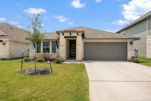 948 Black Horse Way, San Antonio, TX 78260 - prairie-style home featuring stone siding, a garage, and concrete driveway