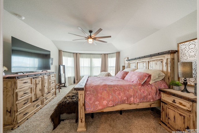 948 Black Horse Way, San Antonio, TX 78260 - bedroom featuring lofted ceiling, light colored carpet, and a ceiling fan