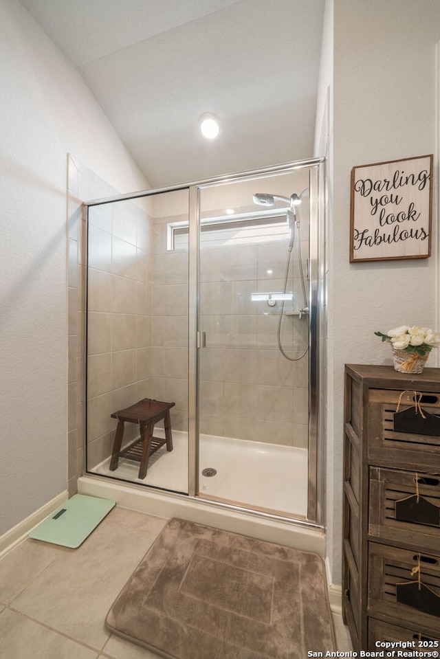 948 Black Horse Way, San Antonio, TX 78260 - bathroom featuring tile patterned flooring and a shower stall
