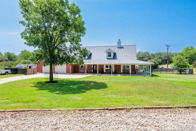 8718 Paseo Oaks, San Antonio, TX 78255 - view of front of home featuring concrete driveway, a chimney, a porch, brick siding, and a garage