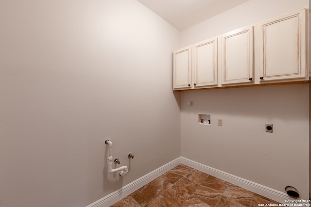 8718 Paseo Oaks, San Antonio, TX 78255 - laundry area featuring hookup for a gas dryer, washer hookup, baseboards, cabinet space, and electric dryer hookup