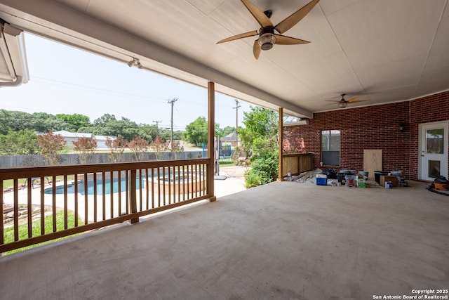 8718 Paseo Oaks, San Antonio, TX 78255 - fenced backyard with ceiling fan and a patio