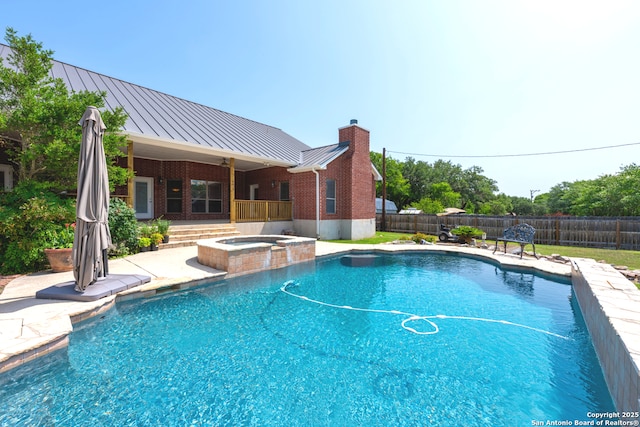 8718 Paseo Oaks, San Antonio, TX 78255 - view of swimming pool with a fenced backyard, a patio, and a pool with connected hot tub