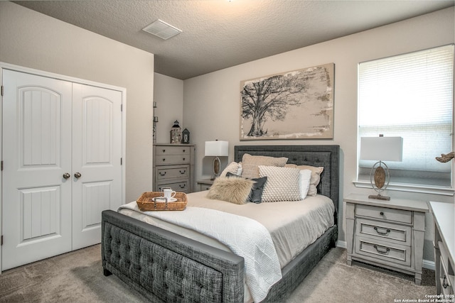 25514 Vista Bella, San Antonio, TX 78260 - bedroom featuring carpet, a closet, and a textured ceiling