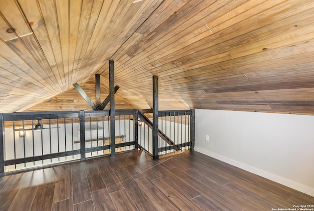1556 County Road 2537, Moore, TX 78057 - bonus room featuring wood ceiling, lofted ceiling, baseboards, and wood finished floors