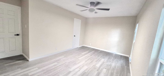 6115 Calderwood St, San Antonio, TX 78249 - unfurnished room with a ceiling fan, wood finished floors, and baseboards