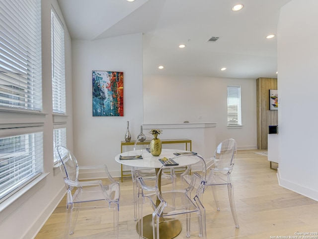 2050 Lohmans Spur Unit, Lakeway, TX 78734 - dining area with recessed lighting, light wood-type flooring, and baseboards