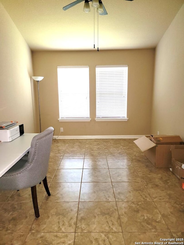 26106 Indian Clf, San Antonio, TX 78260 - office featuring a ceiling fan, tile patterned flooring, and baseboards