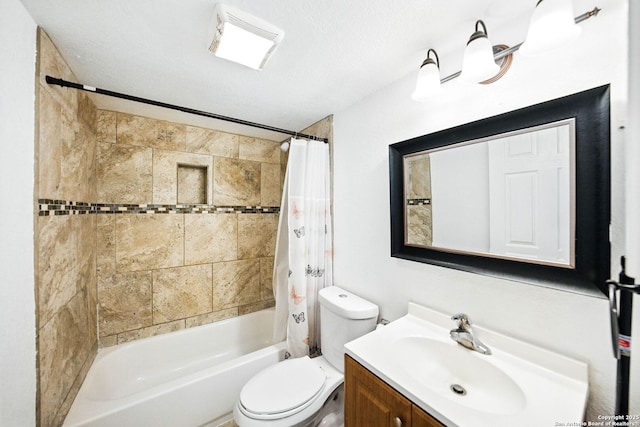 7122 Brecon, San Antonio, TX 78239 - bathroom with vanity, shower / bath combo, and toilet