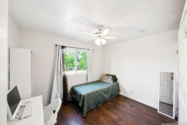 7122 Brecon, San Antonio, TX 78239 - bedroom featuring wood finished floors, ceiling fan, and baseboards