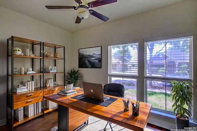 2222 Gruene Lk, New Braunfels, TX 78130 - home office featuring healthy amount of natural light and ceiling fan