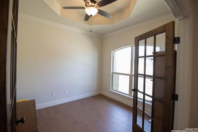 2516 County Road 357, La Vernia, TX 78121 - spare room with healthy amount of natural light, a tray ceiling, and baseboards