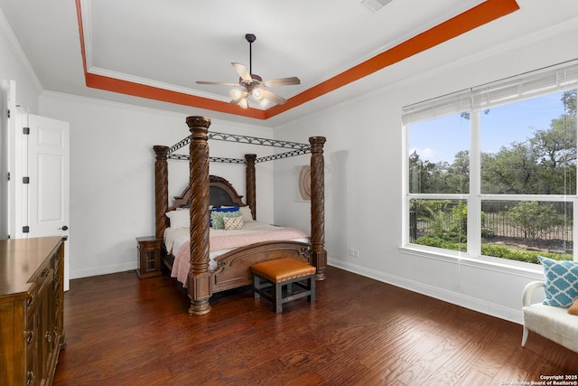 7414 Hovingham, San Antonio, TX 78257 - bedroom with a tray ceiling, multiple windows, baseboards, and ornamental molding