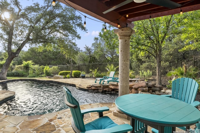 7414 Hovingham, San Antonio, TX 78257 - view of patio with view of wooded area and outdoor dining space