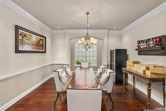 7414 Hovingham, San Antonio, TX 78257 - dining area with a chandelier, wood finished floors, baseboards, crown molding, and recessed lighting