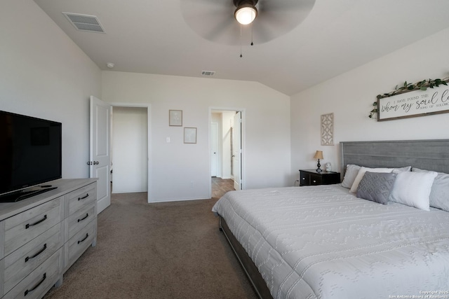 4015 Evaporite Trl, San Antonio, TX 78253 - carpeted bedroom featuring vaulted ceiling, baseboards, and ceiling fan