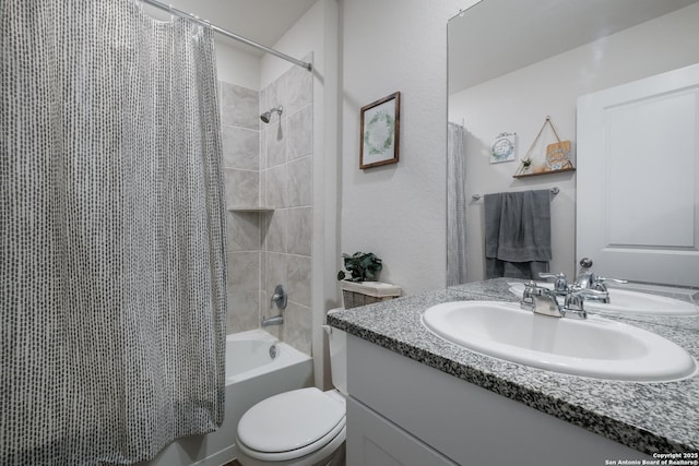 4015 Evaporite Trl, San Antonio, TX 78253 - bathroom with vanity, shower / tub combo with curtain, and toilet