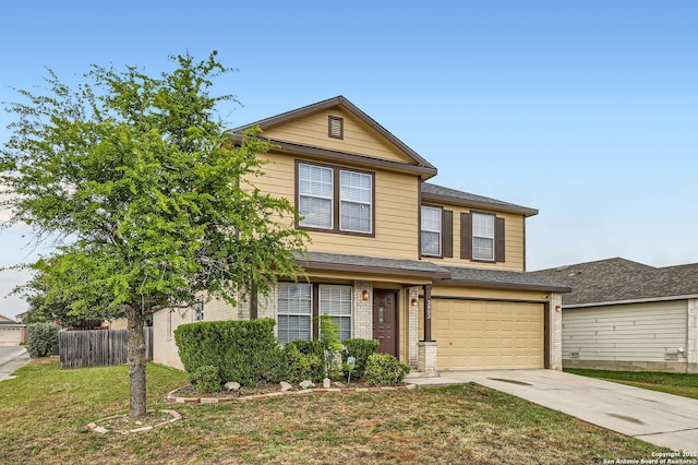 3803 Ponderosa Bnd, San Antonio, TX 78261 - traditional-style home with concrete driveway, an attached garage, and brick siding