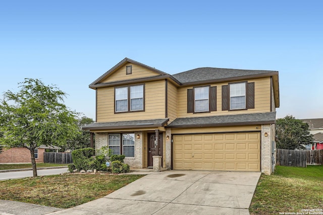 3803 Ponderosa Bnd, San Antonio, TX 78261 - traditional home with brick siding, driveway, an attached garage, and roof with shingles