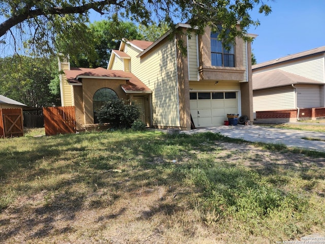 2960 Ash Fld, San Antonio, TX 78245 - view of front of property with an attached garage, concrete driveway, and a chimney