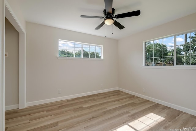 7811 Stagecoach, San Antonio, TX 78227 - unfurnished room with light wood-style flooring, baseboards, and a ceiling fan