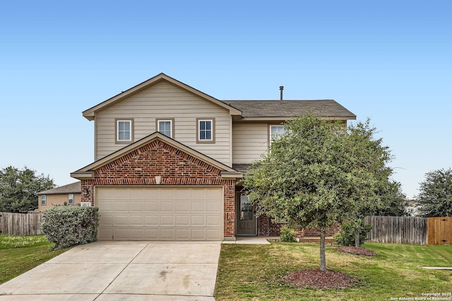 4811 Tee Box Ct, San Antonio, TX 78261 - traditional-style house featuring driveway, brick siding, a garage, and roof with shingles