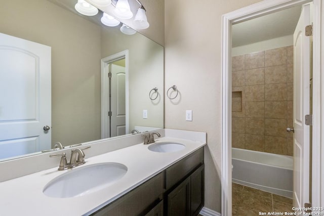 27511 Smokey Chase, Boerne, TX 78015 - bathroom with double vanity and washtub / shower combination