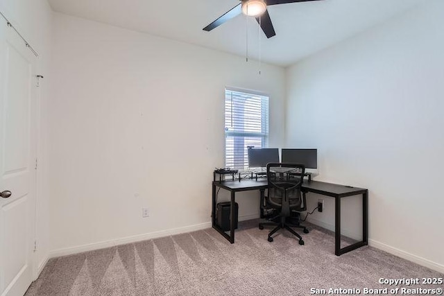 14370 Palm, San Antonio, TX 78253 - carpeted office featuring a ceiling fan and baseboards