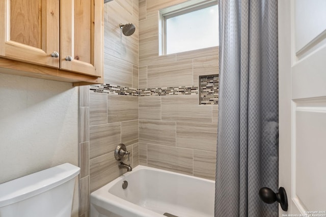 1015 Broken Spoke, Canyon Lake, TX 78133 - bathroom featuring shower / bath combination with curtain and toilet