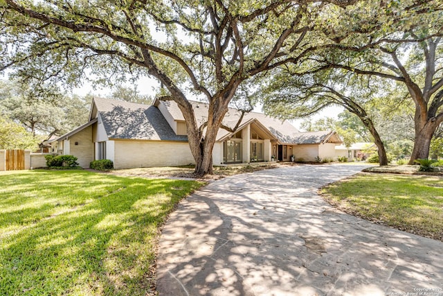 113 Wickford, Castle Hills, TX 78213 - mid-century inspired home with driveway, a shingled roof, and stucco siding