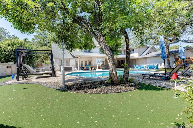 113 Wickford, Castle Hills, TX 78213 - swimming pool featuring an area to practice putting, a patio area, and french doors