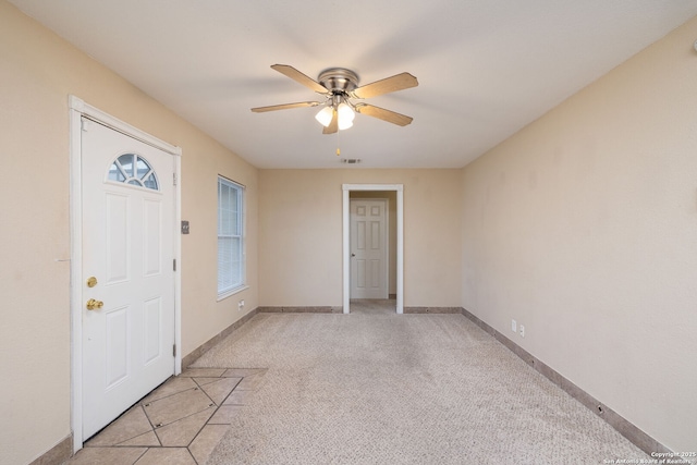 430 Demya, San Antonio, TX 78227 - entryway featuring a ceiling fan, baseboards, and light colored carpet