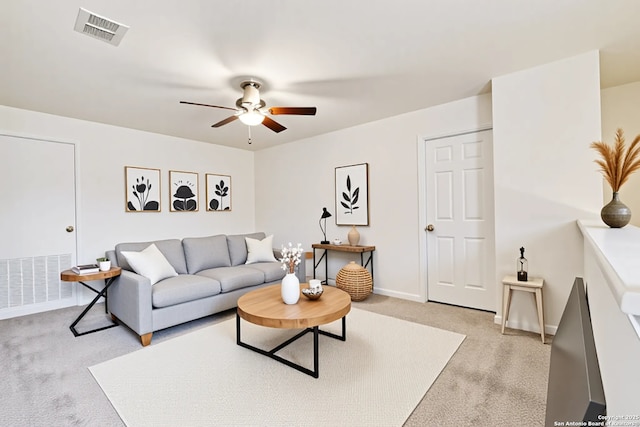 3634 Lazy Clover, San Antonio, TX 78261 - living room with light colored carpet, ceiling fan, and baseboards