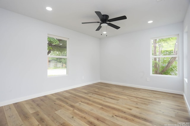 242 Babcock Rd, San Antonio, TX 78201 - unfurnished room featuring baseboards, light wood-style floors, recessed lighting, and ceiling fan