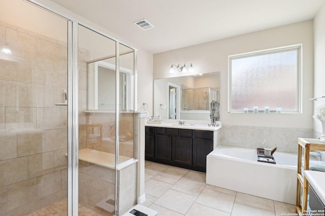 2730 Tortuga Verde, San Antonio, TX 78245 - full bath with vanity, tile patterned flooring, a stall shower, and a bath