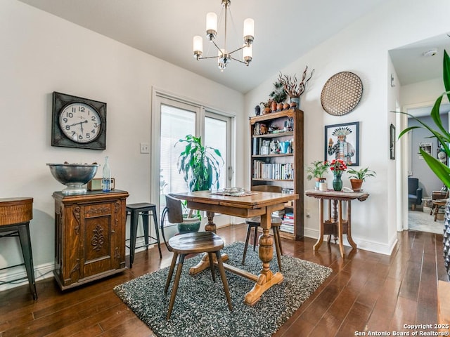 3318 Stone Cave, San Antonio, TX 78247 - dining space with a chandelier, wood finished floors, and baseboards
