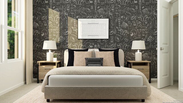 3233 Camaro St, Corpus Christi, TX 78410 - carpeted bedroom with wallpapered walls and baseboards