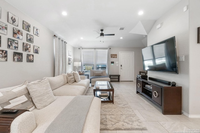 422 42nd, San Antonio, TX 78237 - living room with a ceiling fan, recessed lighting, and baseboards
