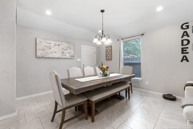 422 42nd, San Antonio, TX 78237 - dining room featuring a chandelier, light tile patterned floors, baseboards, and recessed lighting