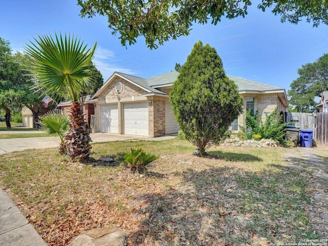 7142 Coral Spgs, San Antonio, TX 78250 - view of property hidden behind natural elements featuring concrete driveway, brick siding, and a garage