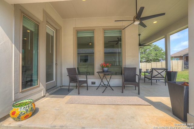 562 Orchard Way, New Braunfels, TX 78132 - view of patio featuring ceiling fan