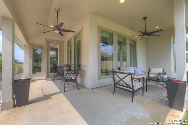 562 Orchard Way, New Braunfels, TX 78132 - view of patio with a ceiling fan and an outdoor hangout area