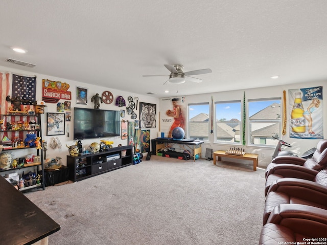 20310 Roche Oak, San Antonio, TX 78259 - carpeted living area featuring ceiling fan and recessed lighting