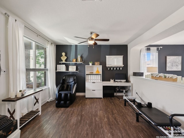 20310 Roche Oak, San Antonio, TX 78259 - sitting room with wood finished floors, ceiling fan, a desk, and baseboards