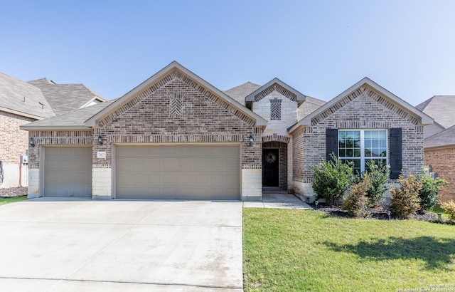 7421 Cimarron Lk, Boerne, TX 78015 - french provincial home with brick siding, an attached garage, and concrete driveway