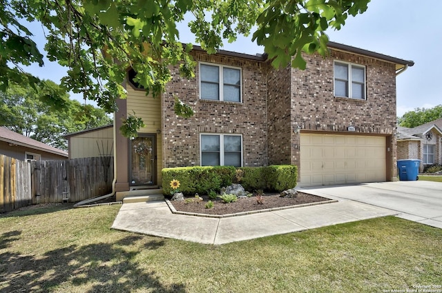 9311 Bowen Dr, San Antonio, TX 78250 - traditional home featuring driveway, brick siding, and an attached garage