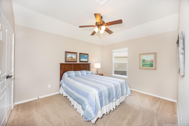 10772 Texas Star, Helotes, TX 78023 - bedroom with carpet flooring, baseboards, and ceiling fan